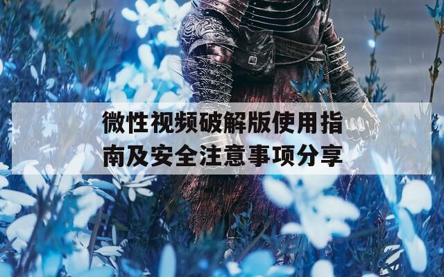 微性视频破解版使用指南及安全注意事项分享